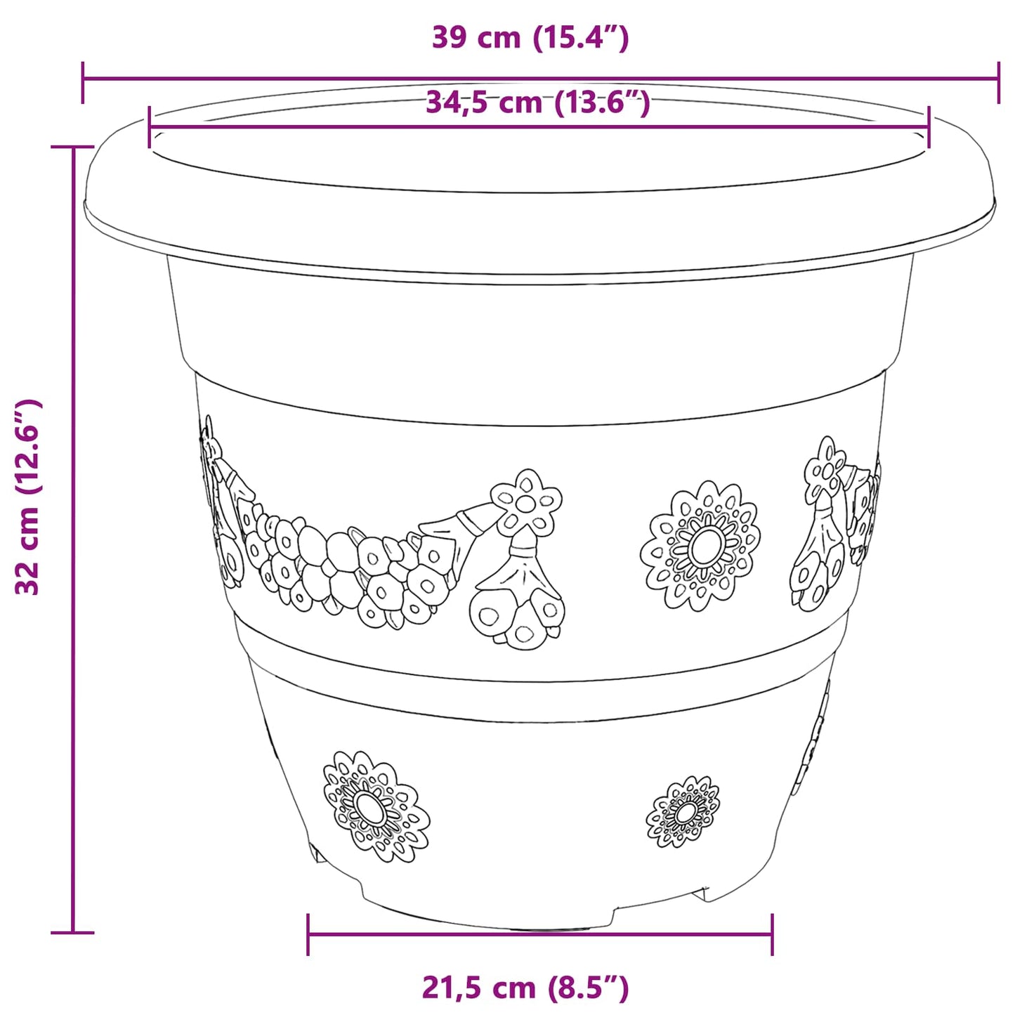 vidaXL Γλάστρες φυτών 6 pcs Κεραμιδί Ø 26 x 21.5 εκ Πλαστικό