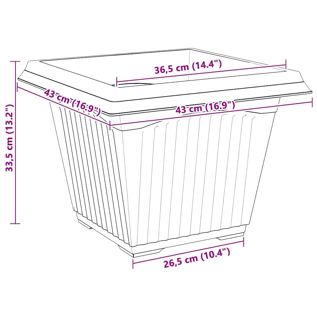 vidaXL Γλάστρες φυτών 24 pcs Μαύρο 43 x 43 x 33,5 εκ Πλαστικό