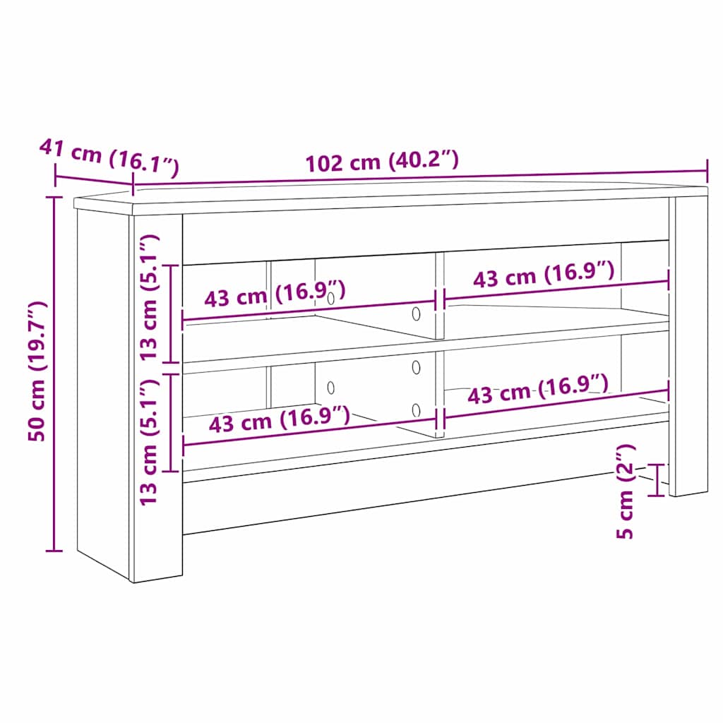 vidaXL ΓωνιακήΒάσηΤηλεόρασης 102 x 40,5 x 45 εκ Δρύς Sonoma