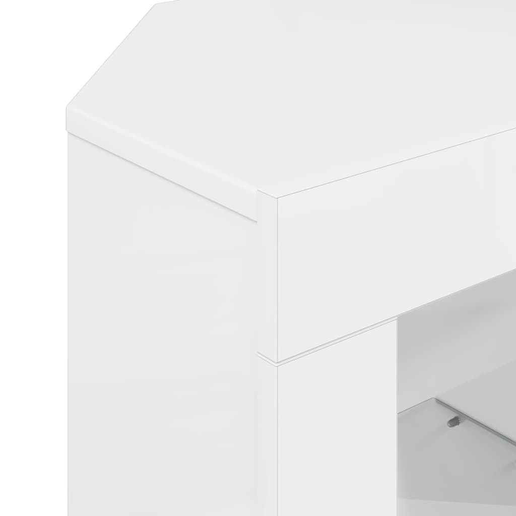 vidaXL Γωνιακός LED Τηλεοπτικός Κάμπινγκ Υψηλή γυαλιστερή Λευκή