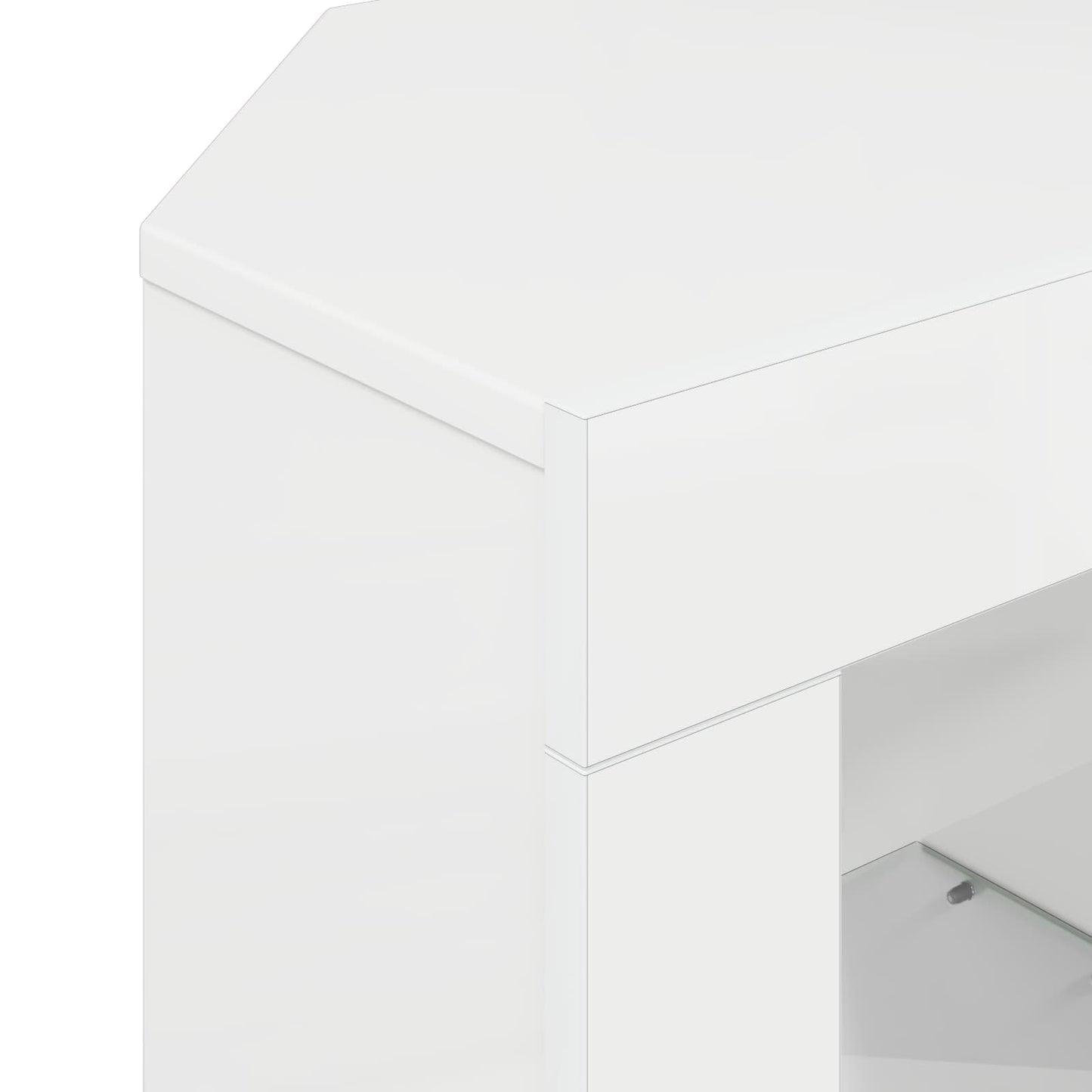 vidaXL Γωνιακός LED Τηλεοπτικός Κάμπινγκ Υψηλή γυαλιστερή Λευκή