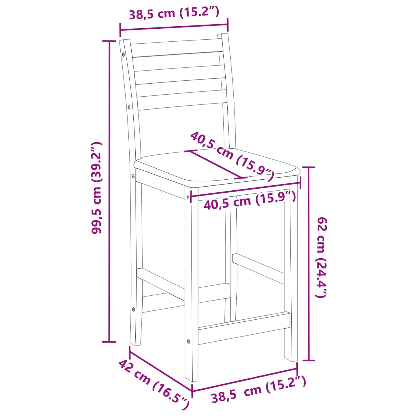 vidaXL Καρέκλες φαγητού 2 pcs Ανοιχτό καφέ 40 x 47,5 x 99,5 εκ