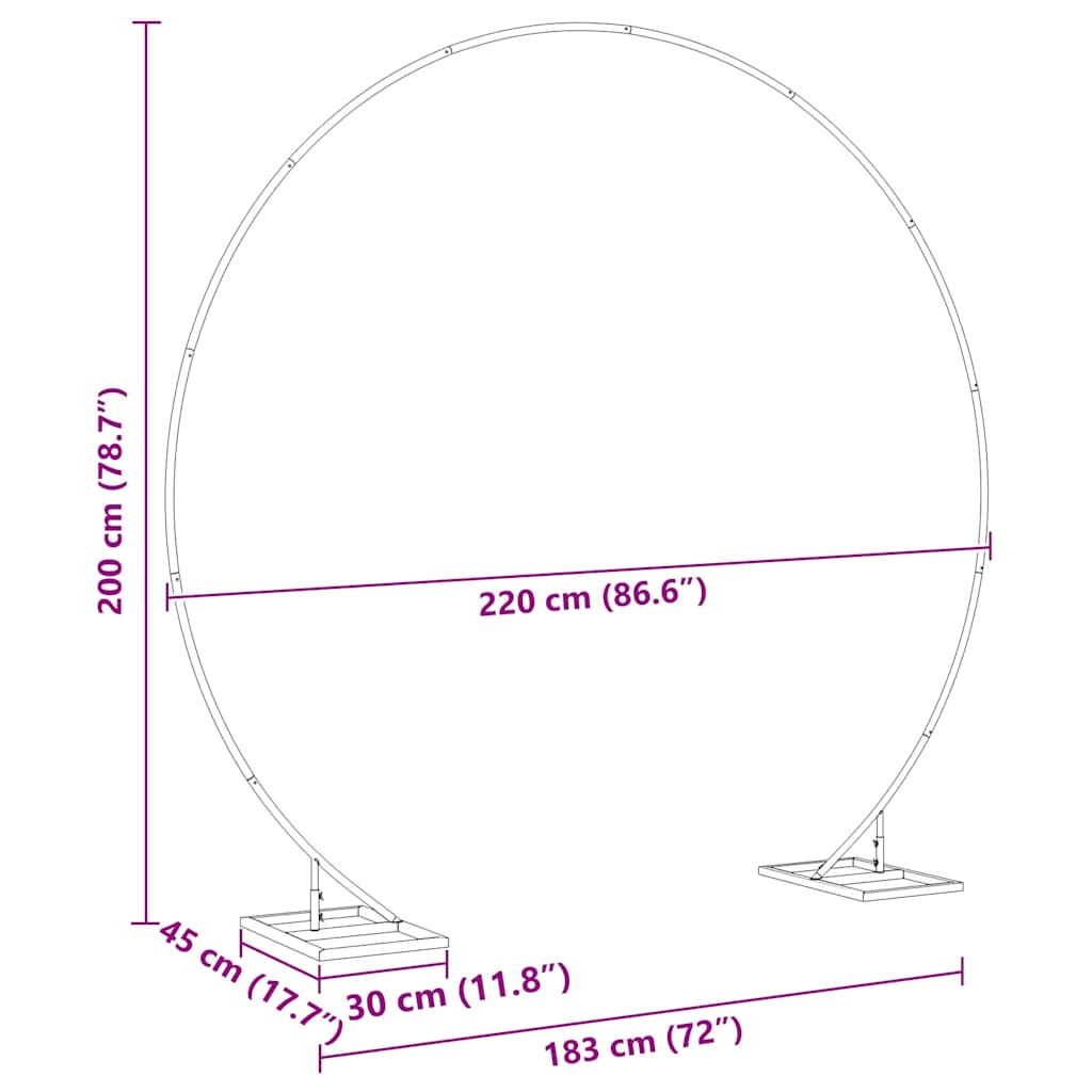 vidaXL Αψίδα Γάμου Χρυσό 220 x 45 x 200 εκ. Ατσάλι