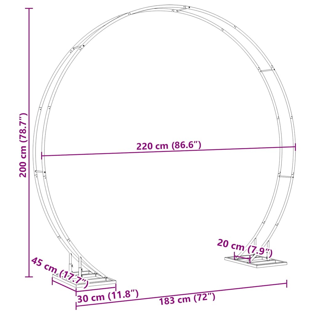 vidaXL Αψίδα Γάμου Λευκό 220 x 45 x 200 εκ. Ατσάλι