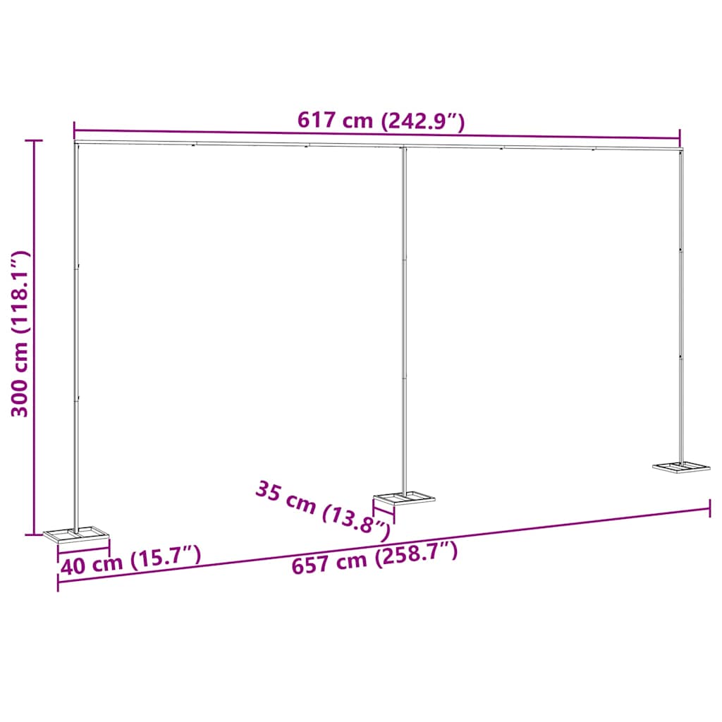 vidaXL Αψίδα Γάμου Χρυσό 657 x 35 x 300 εκ Ατσάλι