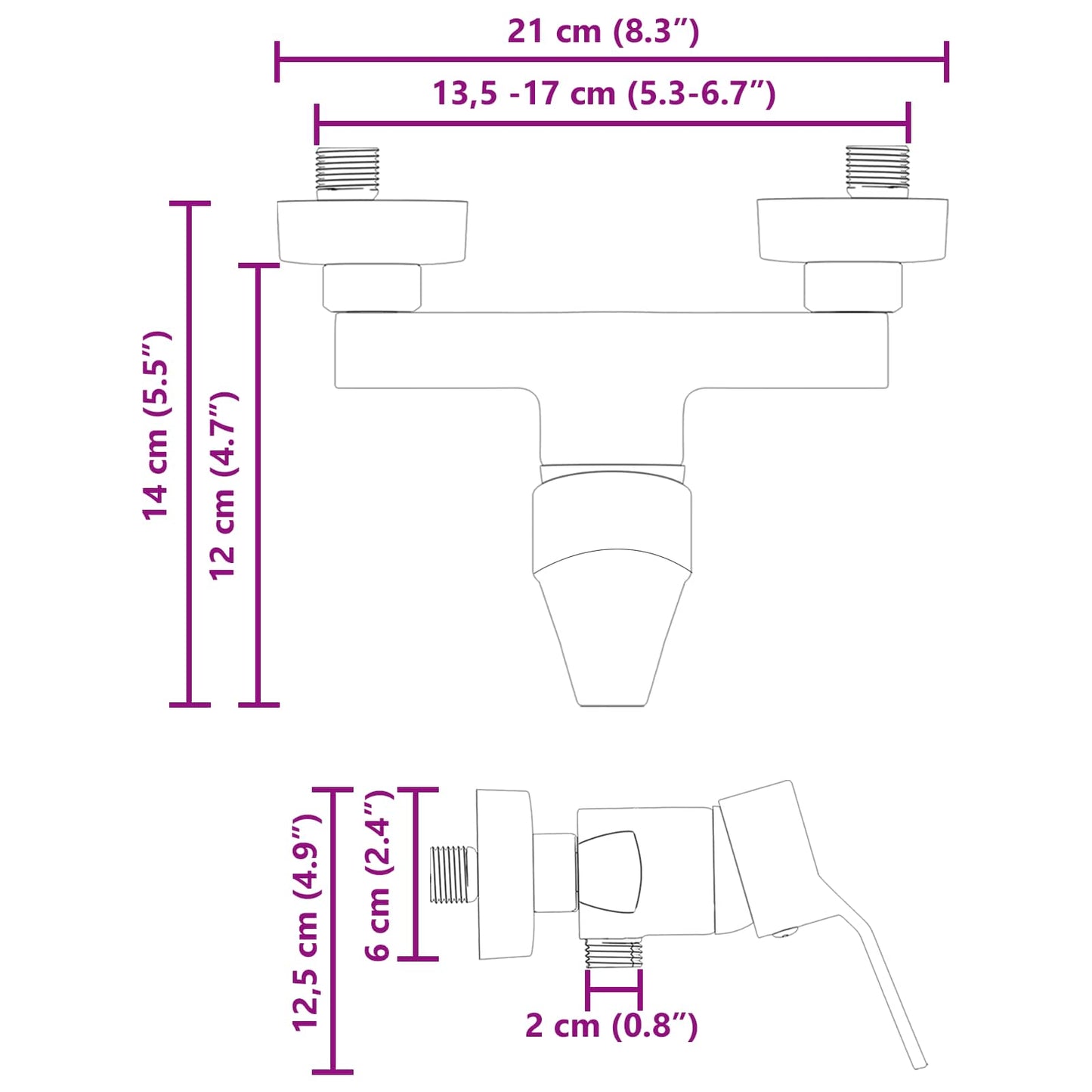 vidaXL Μίξερ ντους Μαύρο G 1 / 2 ίντσες Ορείχαλκος