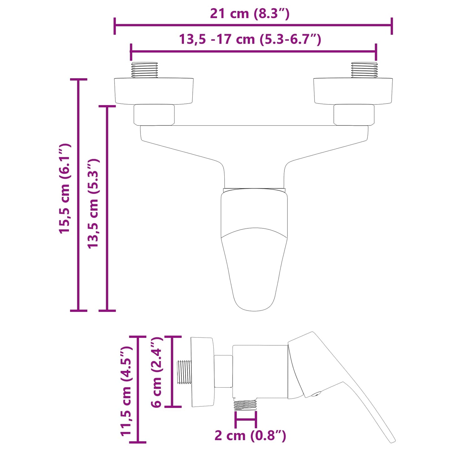 vidaXL Μίξερ ντους Μαύρο G 1 / 2 ίντσες
