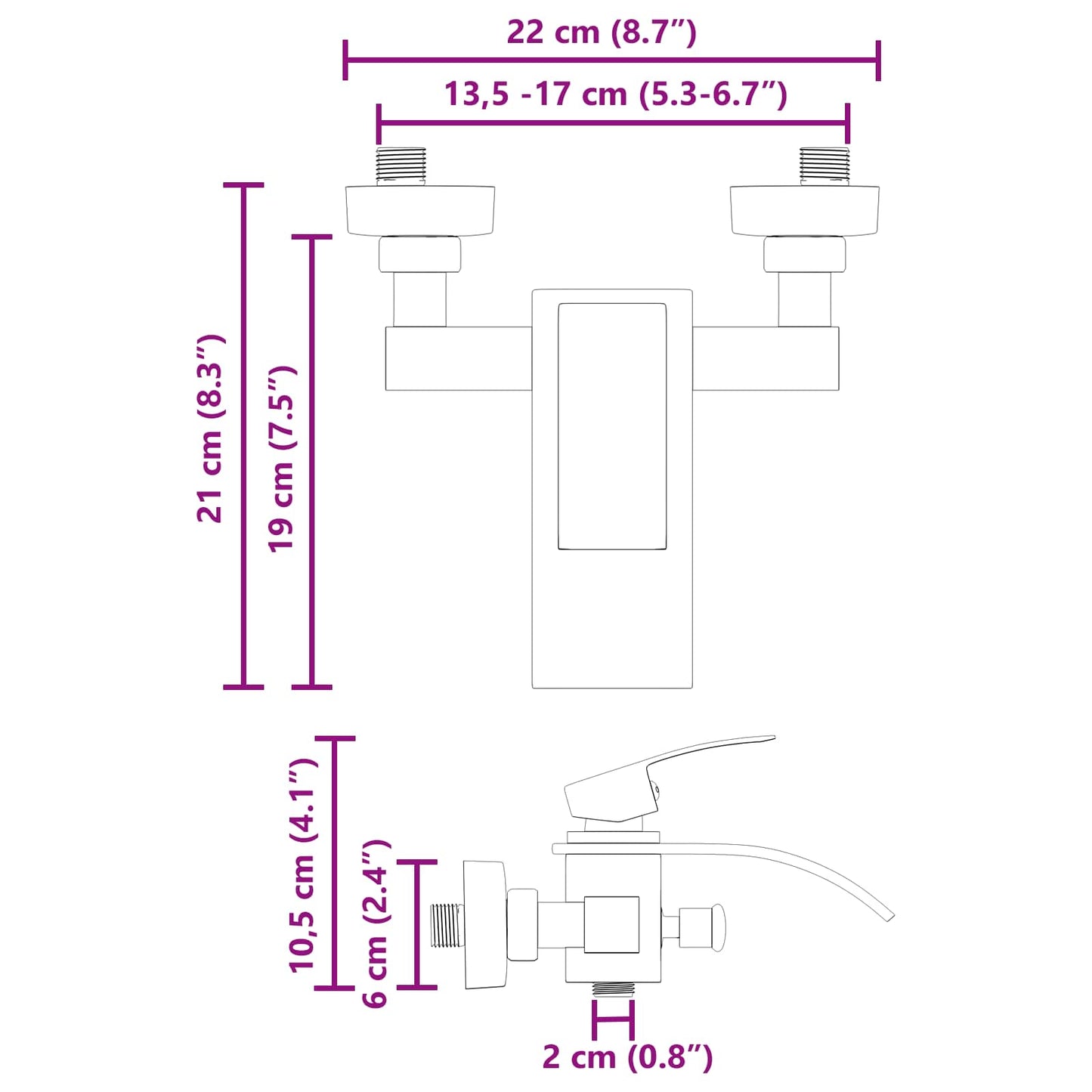 vidaXL Μίξερ ντους Μαύρο G 1 / 2 ίντσες
