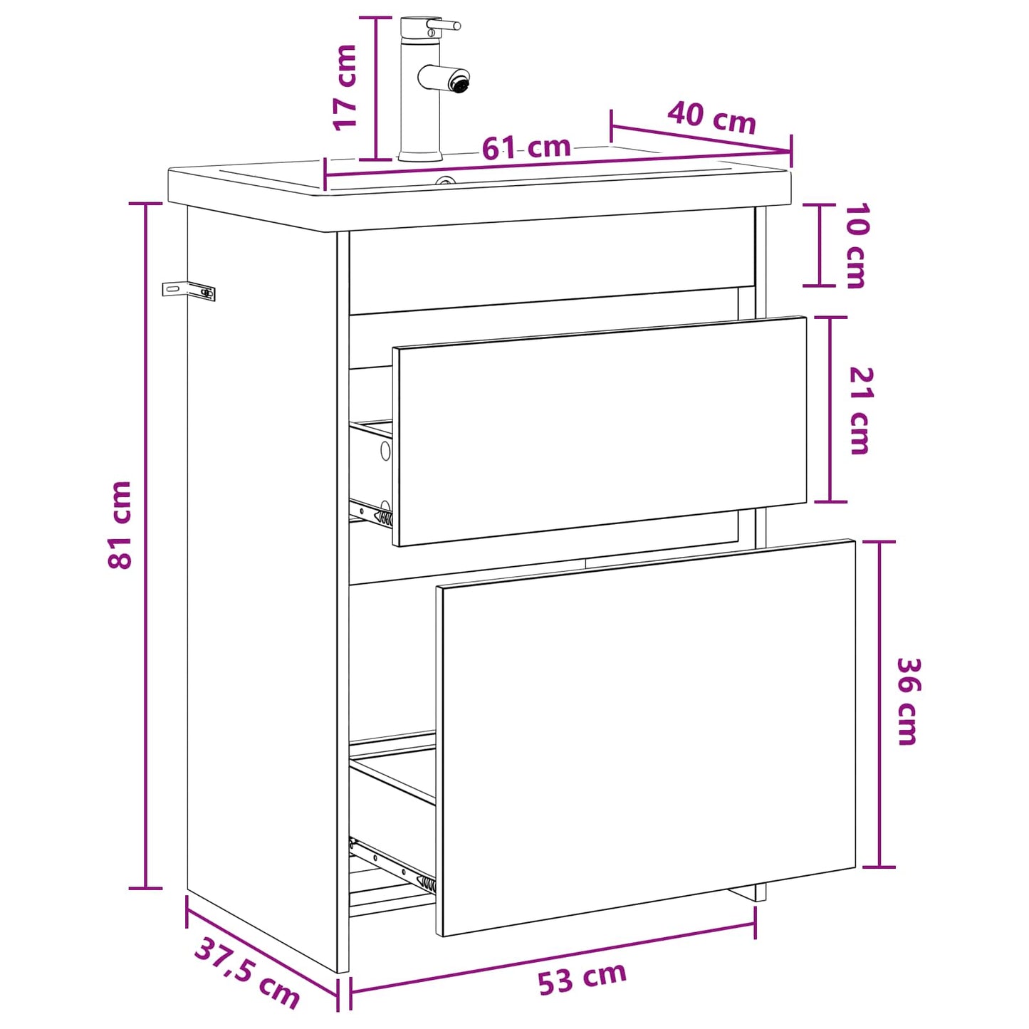 vidaXL Σετ Επίπλων Μπάνιου Παλαιωμένο ξύλο 61 x 40 x 84,5 εκ