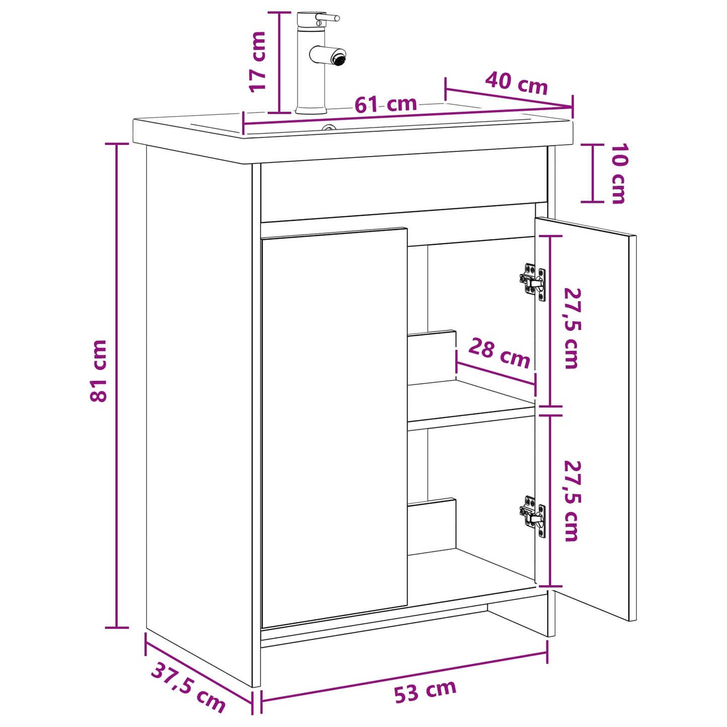 vidaXL Σετ Επίπλων Μπάνιου Γκρι Sonoma 61 x 40 x 84,5 εκ
