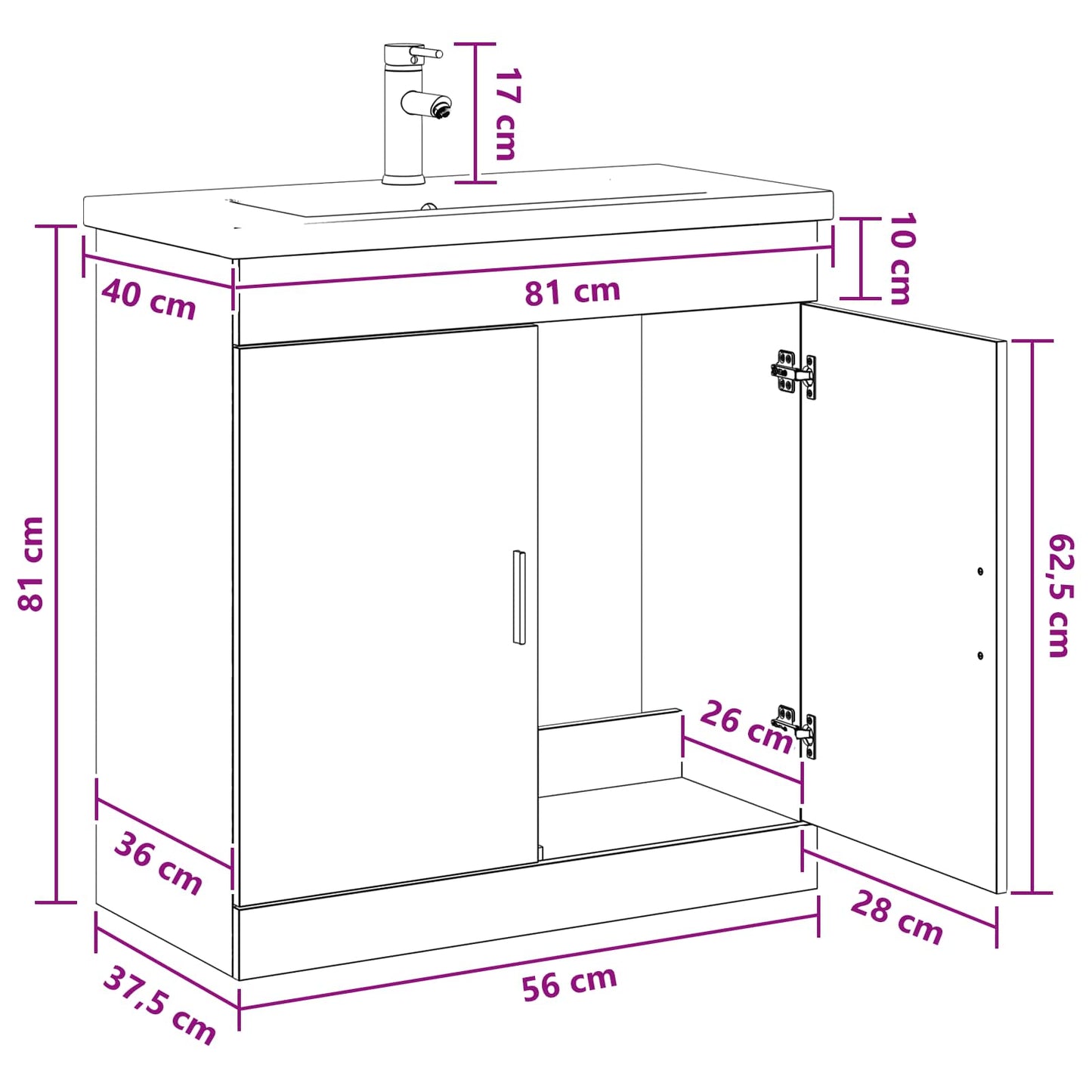 vidaXL Σετ Επίπλων Μπάνιου Γκρι Σκυροδέματος 81 x 40 x 84,5 εκ