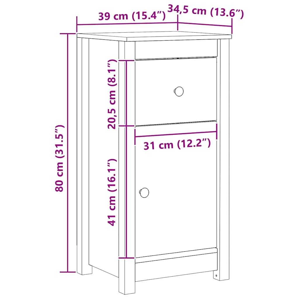 vidaXL Πλαϊνό γραφείο με συρτάρι Κερωτό καφέ 39 x 34,5 x 80 εκ