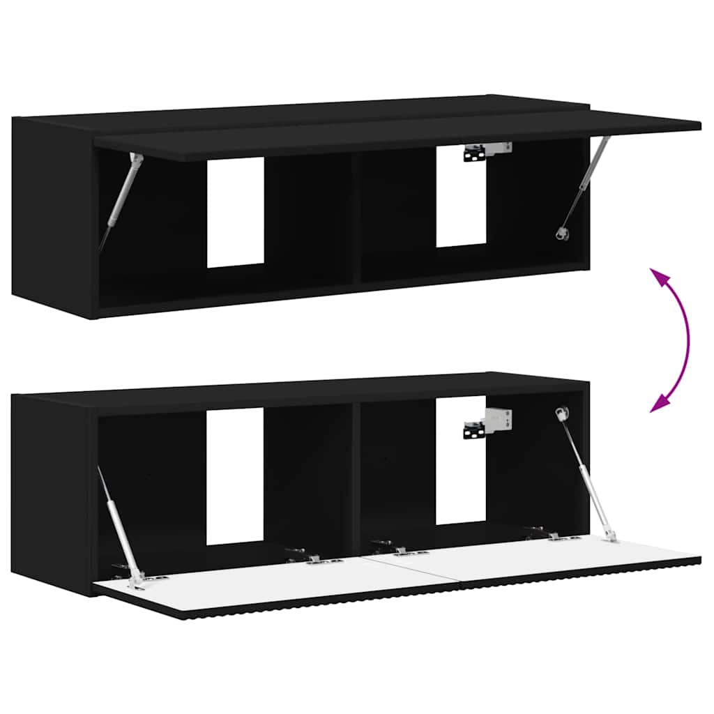vidaXL Ντουλάπι Τηλεόρασης Τοίχου 98 x 31 x 29,5 εκ Μαύρο