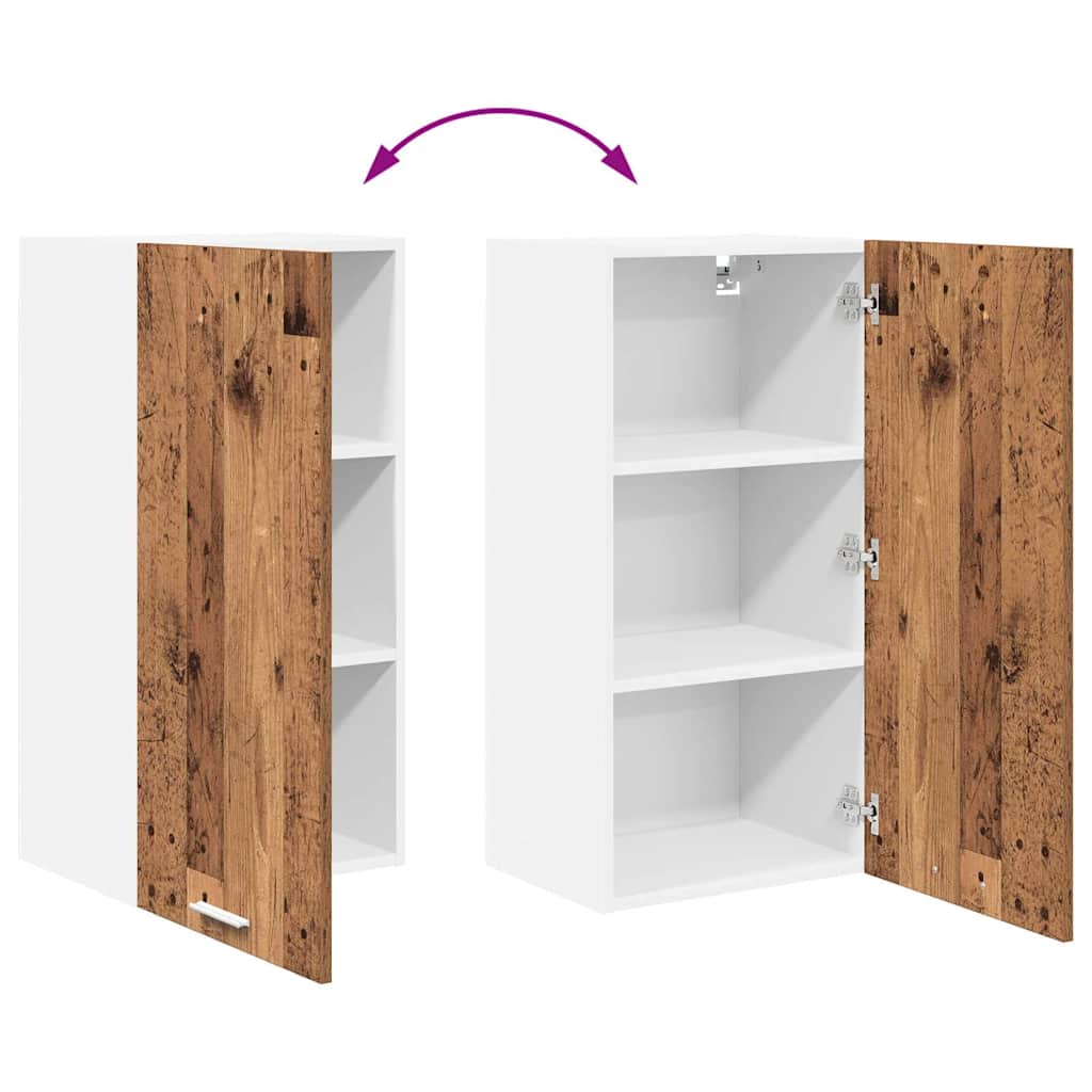 vidaXL Κρεμαστό ντουλάπι Riga Παλαιό Ξύλο και Λευκό 40 x 31 x 80 εκ.