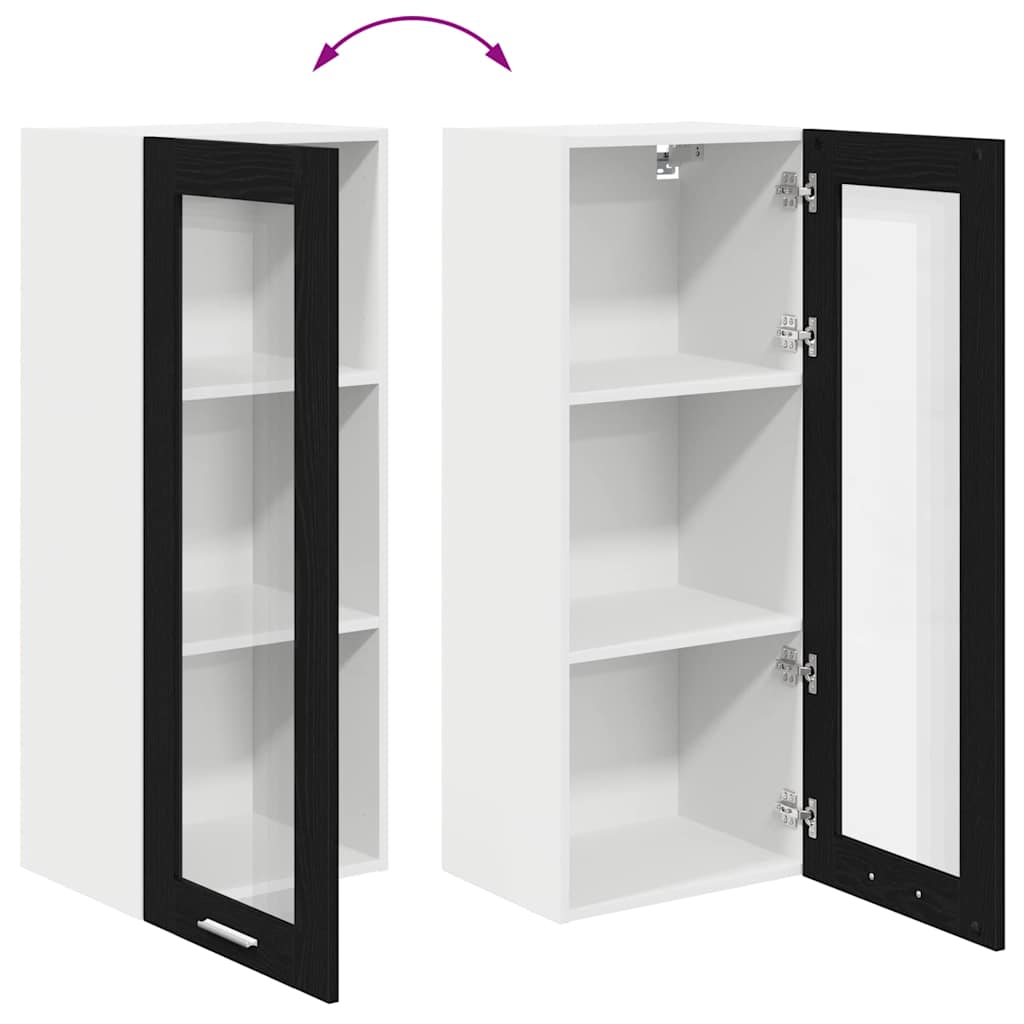 vidaXL Κρεμαστό ντουλάπι με ράφι Riga Μαύρη Οξυά 40 x 31 x 100 εκ.