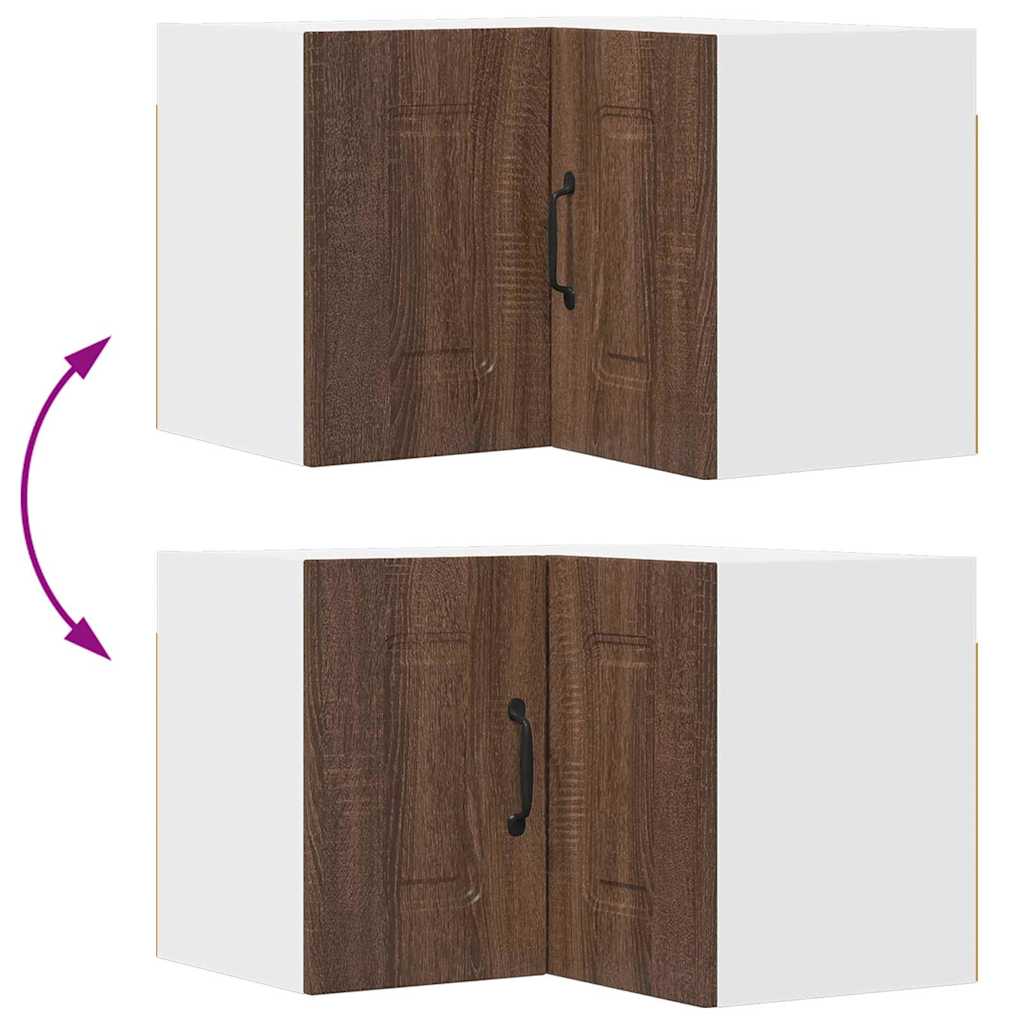 vidaXL Κρεμαστό ντουλάπι κουζίνας με ράφι Καφέ δρυς 57 x 57 x 40 εκ.