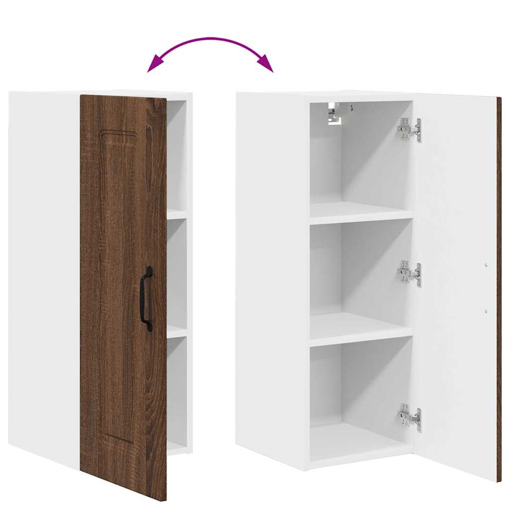 vidaXL Κρεμαστό ντουλάπι κουζίνας με ράφι Καφέ δρυς 30 x 31 x 80 εκ.