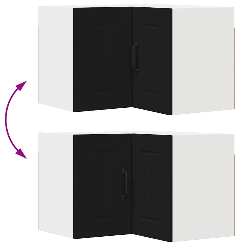 vidaXL Κρεμαστό ντουλάπι κουζίνας με ράφι Μαύρο 57 x 57 x 40 εκ.