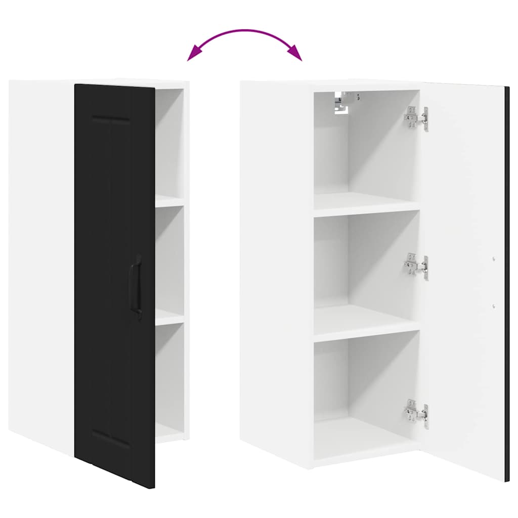 vidaXL Κρεμαστό ντουλάπι κουζίνας με ράφι Μαύρο 30 x 31 x 80 εκ.