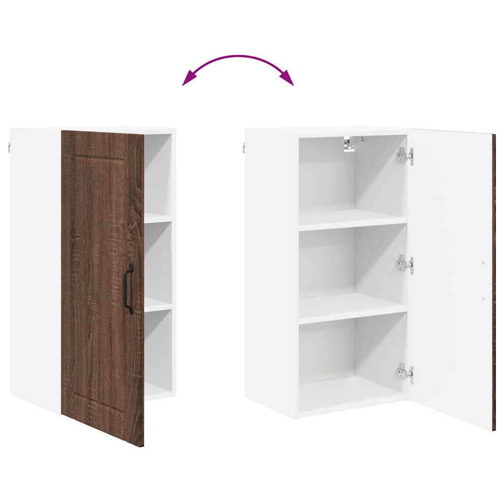 vidaXL Κρεμαστό ντουλάπι κουζίνας με ράφι Καφέ δρυς 40 x 31 x 80 εκ.