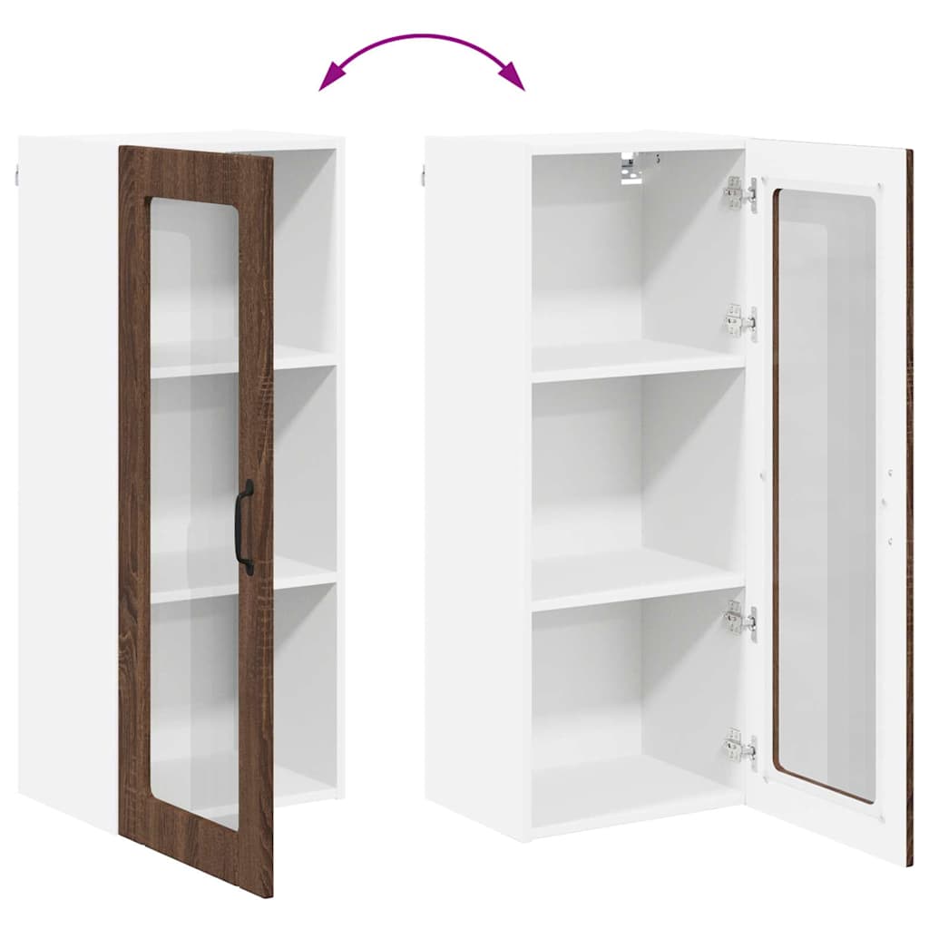 vidaXL Κρεμαστό ντουλάπι κουζίνας με ράφι Καφέ δρυς 40 x 31 x 100 εκ.