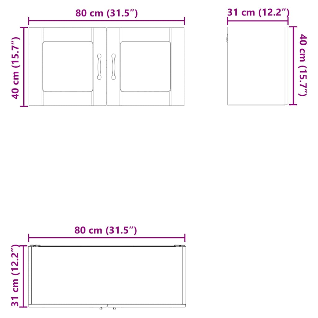 vidaXL Ντουλάπα Κουζίνας με ράφι Γκρίζο Σονομα 80 x 31 x 40 εκ