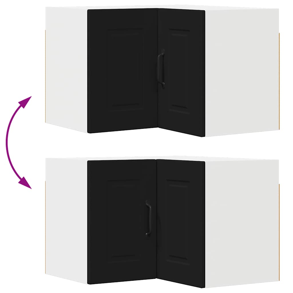 vidaXL Κρεμαστό ντουλάπι κουζίνας με ράφι Μαύρο 57 x 57 x 40 εκ.