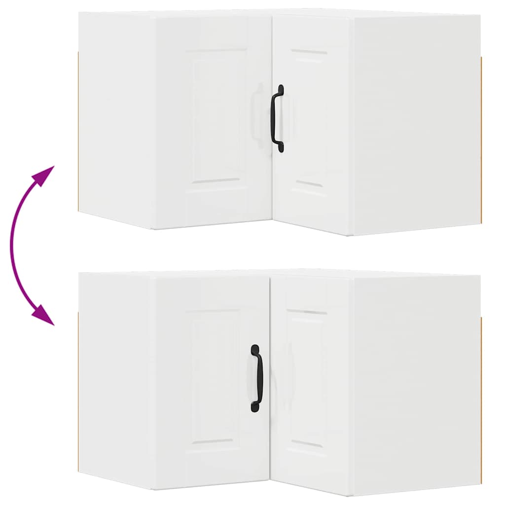 vidaXL Κρεμαστό ντουλάπι κουζίνας με ράφι Υψηλής γυαλάδας λευκό