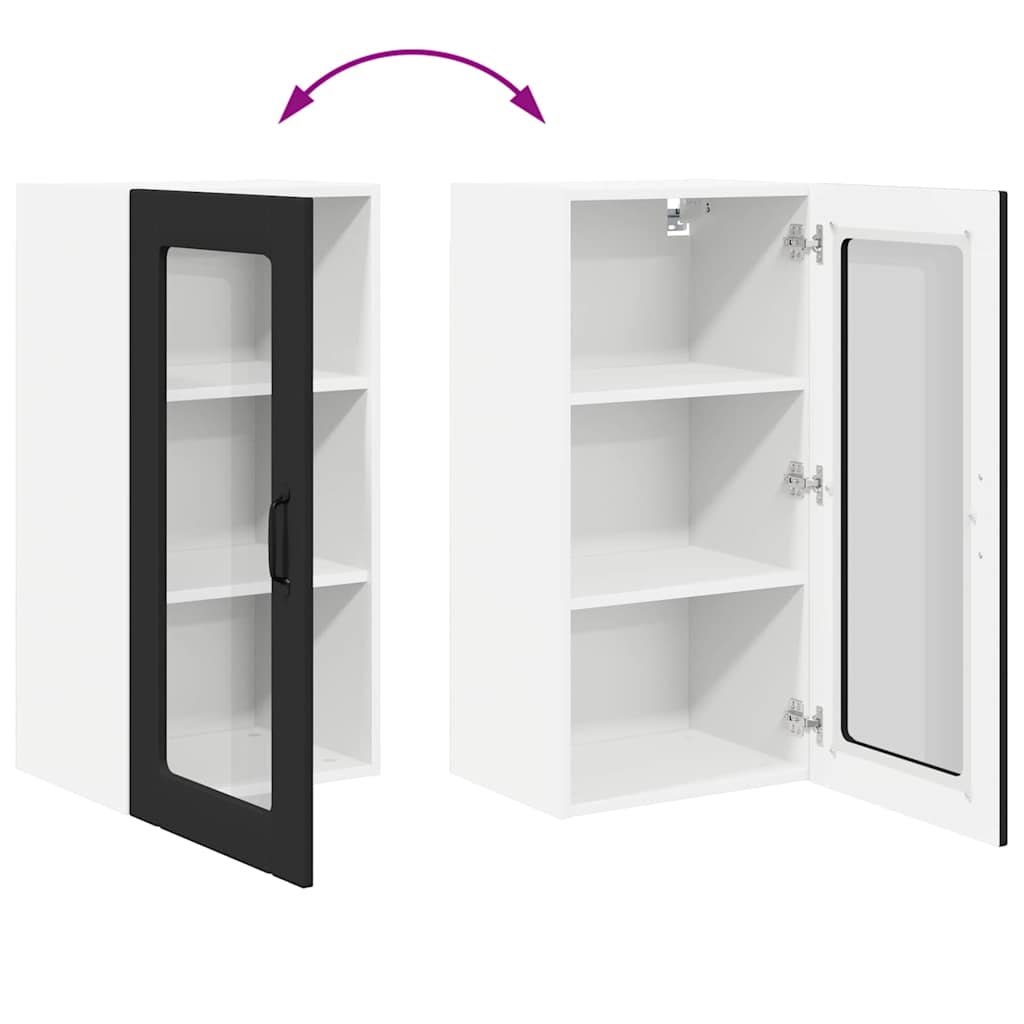 vidaXL Κρεμαστό ντουλάπι κουζίνας με ράφι Μαύρο 40 x 31 x 80 εκ.