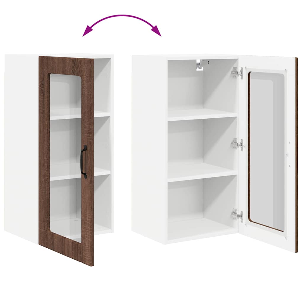 vidaXL Κρεμαστό ντουλάπι κουζίνας με ράφι Καφέ δρυς 40 x 31 x 80 εκ.