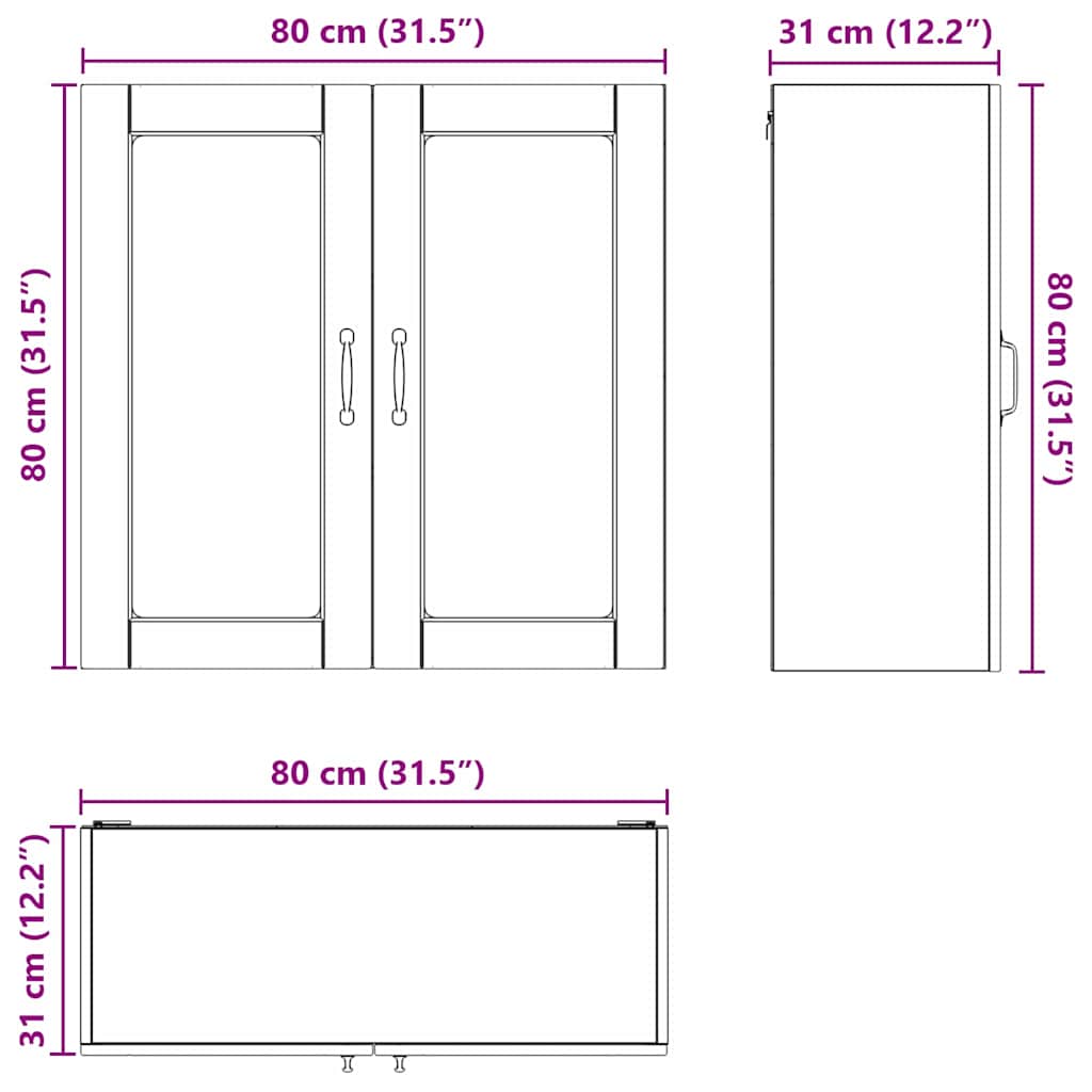 vidaXL Ντουλάπα Κουζίνας με ράφι με πόρτα Δρύς Sonoma 80 x 31 x 80 εκ.