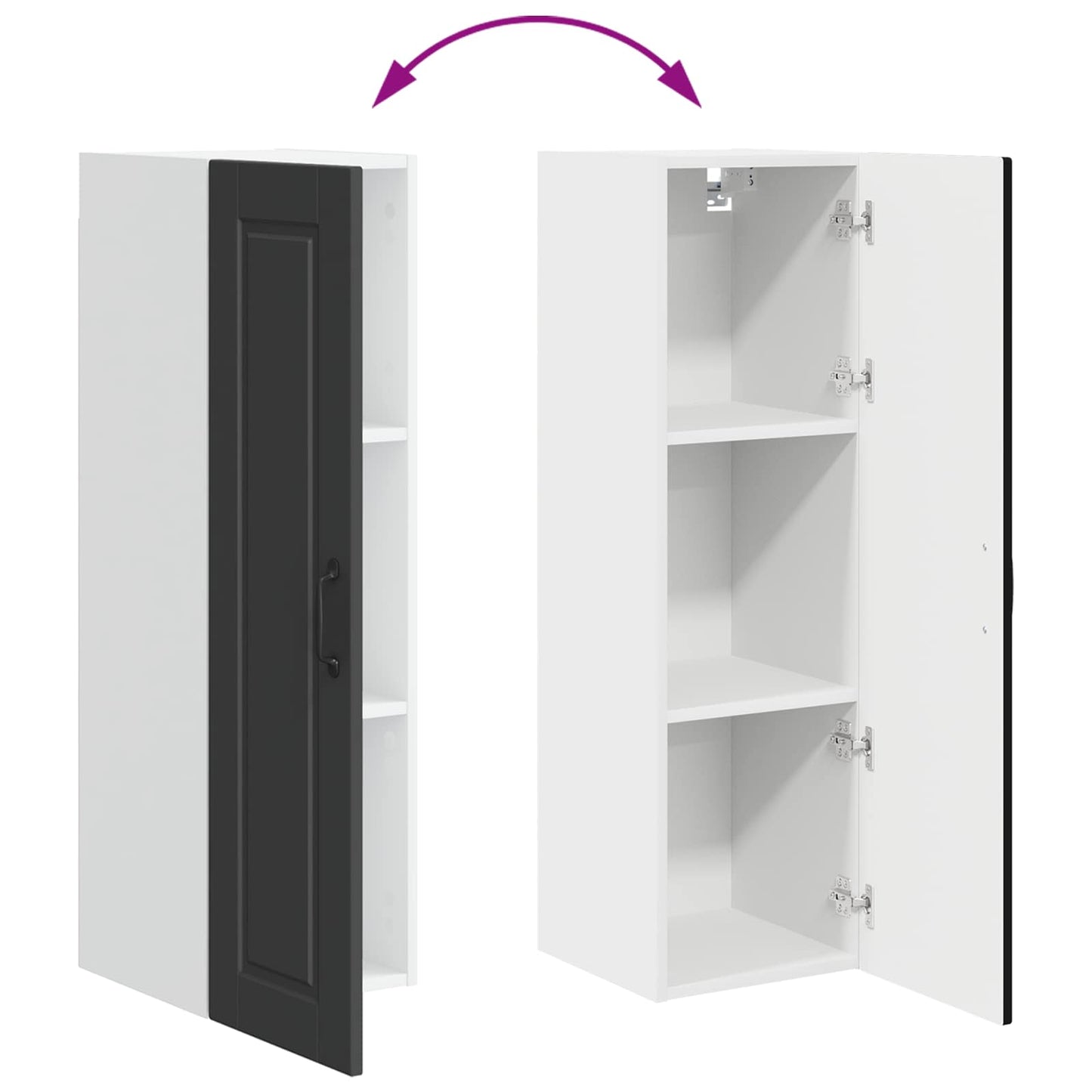 vidaXL Ντουλάπα Κουζίνας Μαύρο 30 x 31 x 100 εκ. Επεξεργασμένο ξύλο