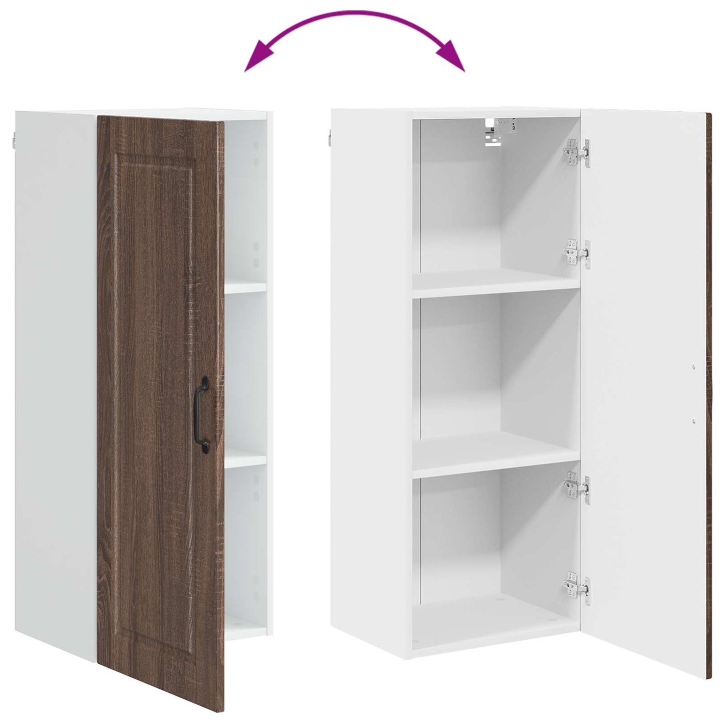 vidaXL Ντουλάπα Κουζίνας με ράφι Επιτοίχιο Καφέ δρυς 40 x 31 x 100 εκ.