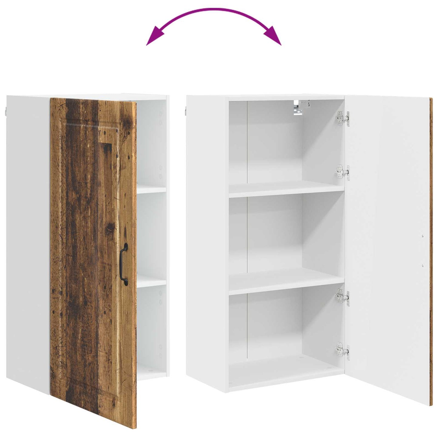 vidaXL Ντουλάπα Κουζίνας με ράφι με πόρτα Παλιό ξύλο 50 x 31 x 100 εκ.