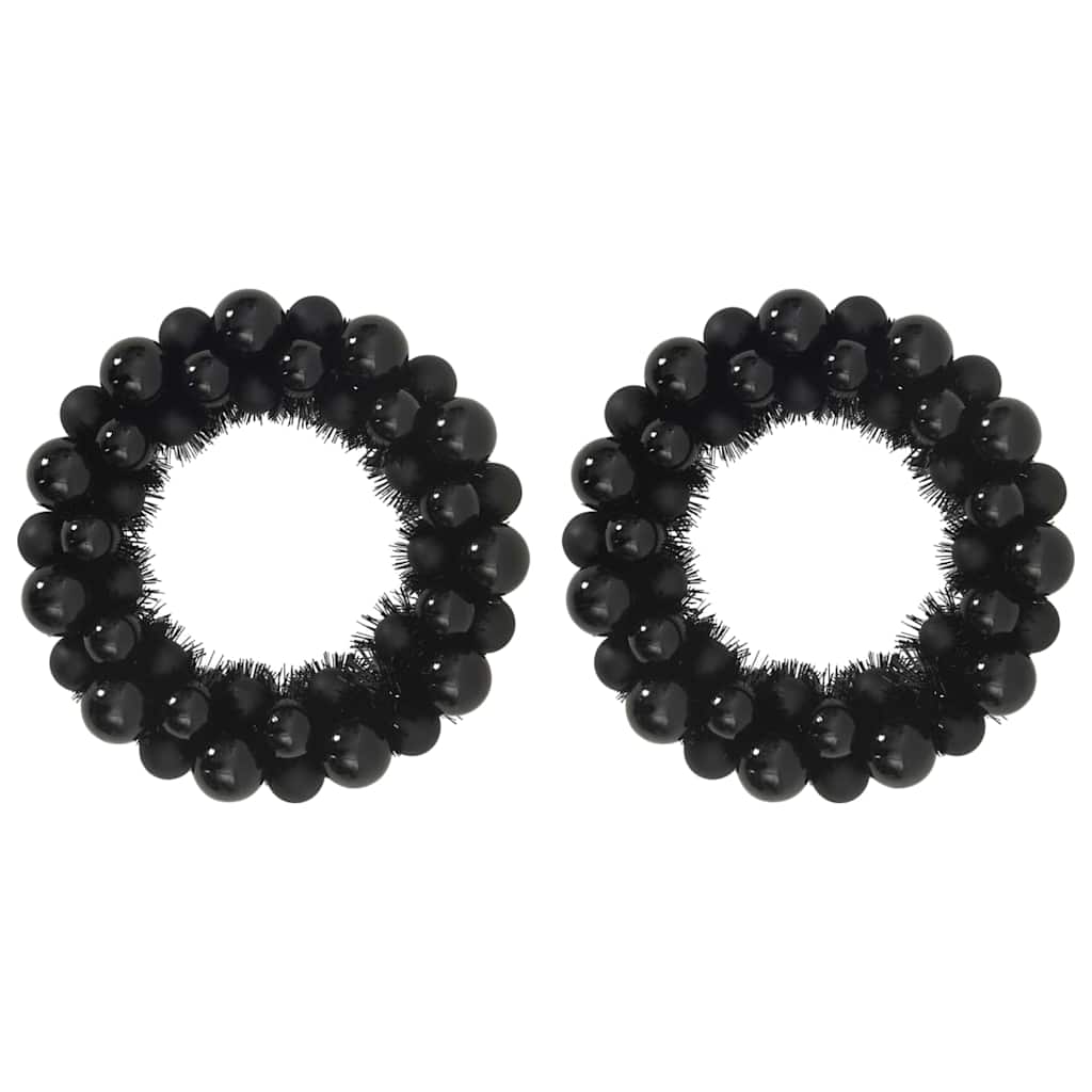 vidaXL Χριστουγεννιάτικα Στεφάνια Μπάλλας 2 pcs Μαύρο 33 x 33 x 7 εκ.