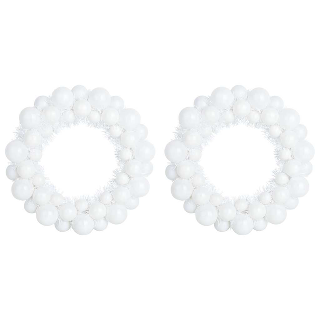 vidaXL Χριστουγεννιάτικα Στεφάνια Μπάλλας 2 pcs Λευκό 33 x 33 x 7 εκ.