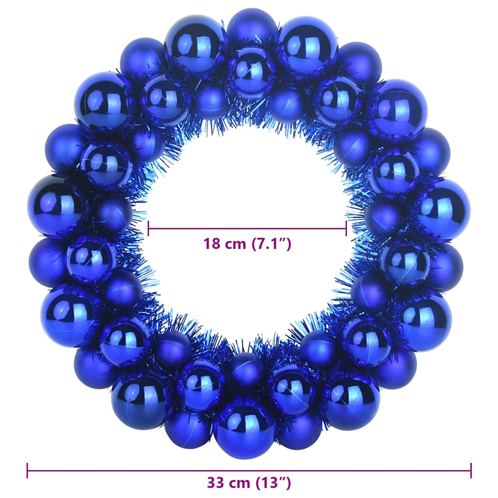 vidaXL Χριστουγεννιάτικα Στεφάνια Μπάλλας 2 pcs Μπλε 33 x 33 x 7 εκ.