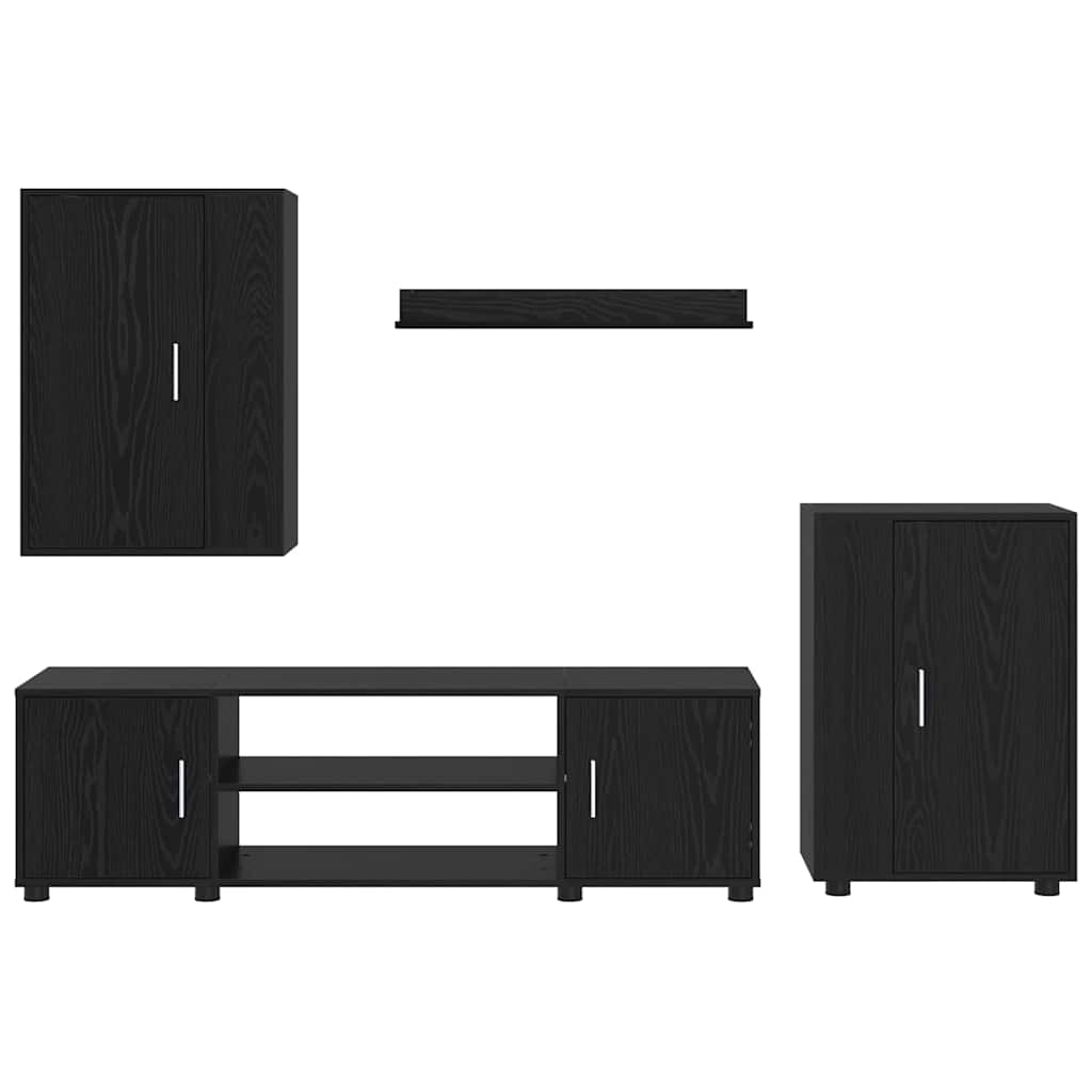 vidaXL Σετ 4 τεμαχίων για ντουλάπα τηλεόρασης 4 pcs Μαύρη δρυς