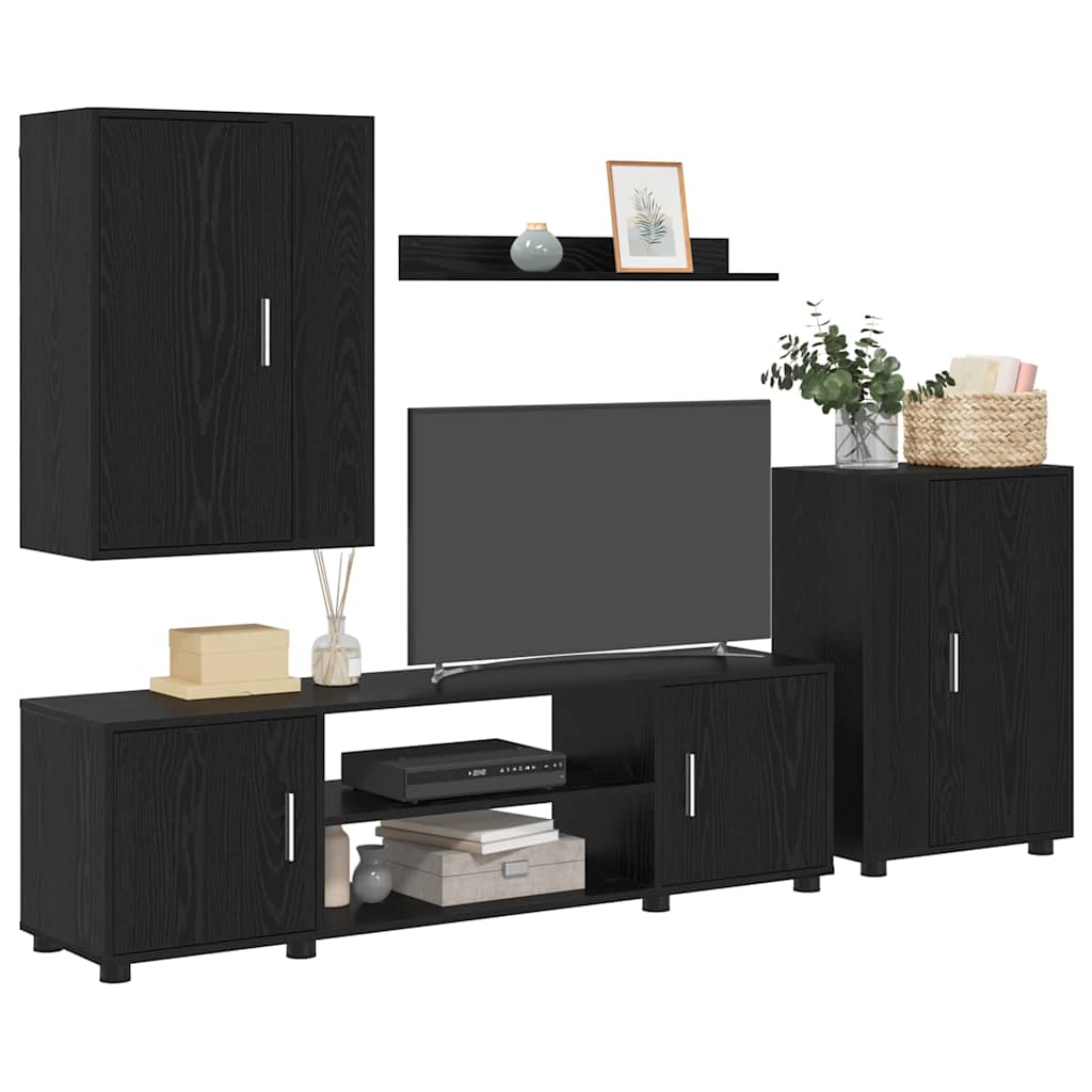 vidaXL Σετ 4 τεμαχίων για ντουλάπα τηλεόρασης 4 pcs Μαύρη δρυς