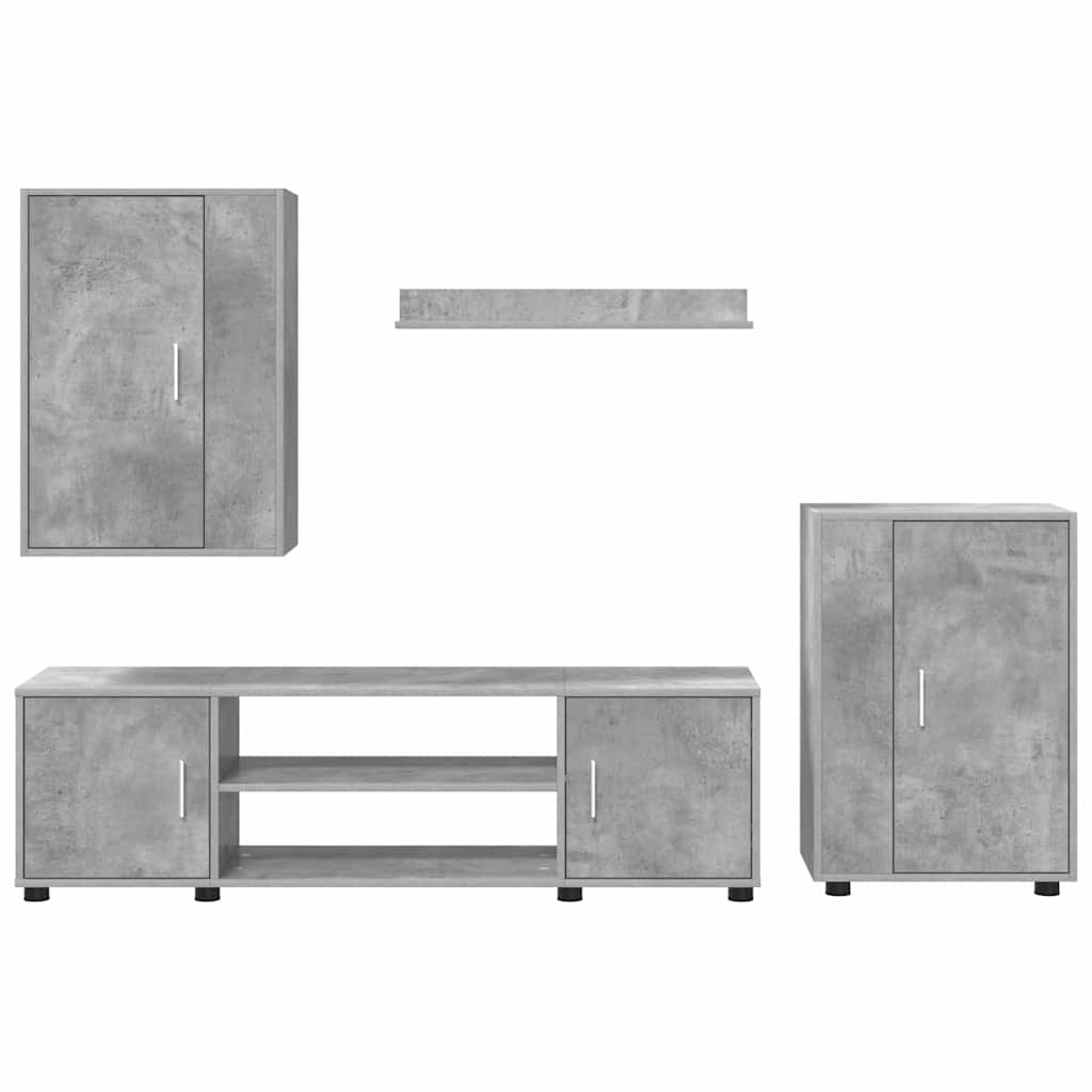 vidaXL Σετ 4 τεμαχίων για ντουλάπα τηλεόρασης 4 pcs Γκρι σκυροδέματος