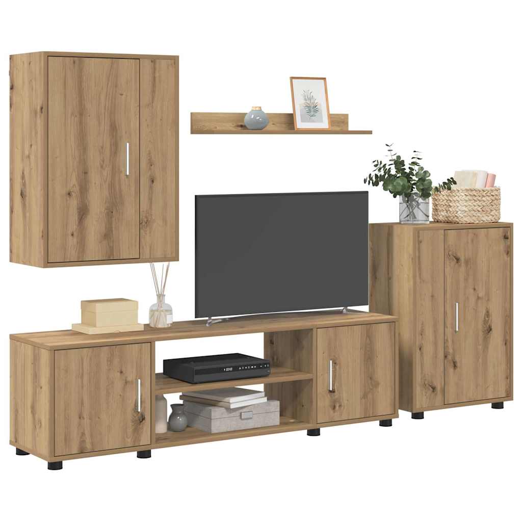 vidaXL Σετ 4 τεμαχίων για ντουλάπα τηλεόρασης 4 pcs artisan δρυς