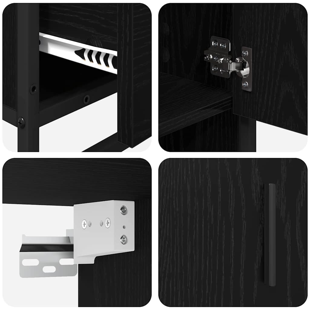 vidaXL Σετ Επίπλων Μπάνιου Επιτοίχιο 3 pcs Μαύρη δρυς 90 x 33 x 60 εκ.