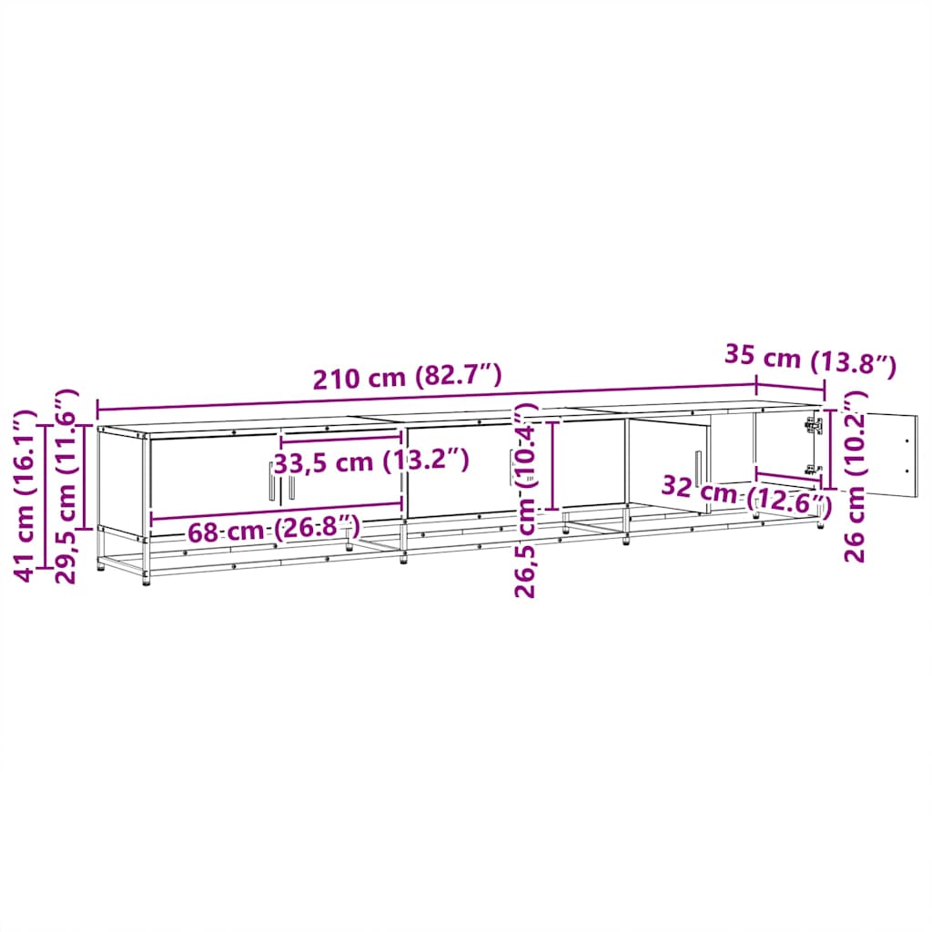 vidaXL Ντουλάπι TV Παλαιό ξύλο 210 x 35 x 41 εκ Επεξεργασμένο ξύλο