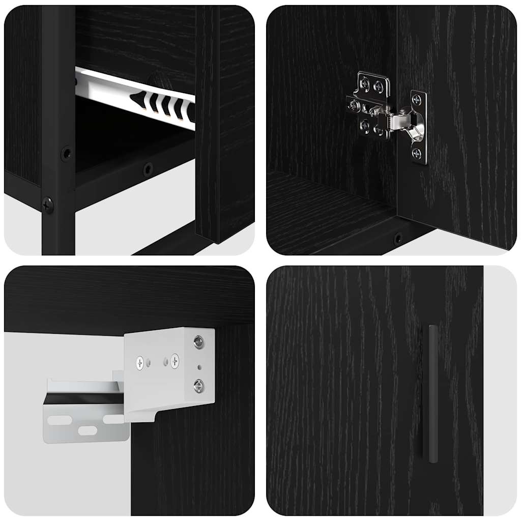 vidaXL Σετ Επίπλων Μπάνιου 3 τμχ. Μαύρη Οξυά 35 x 37,5 x 166 εκ.