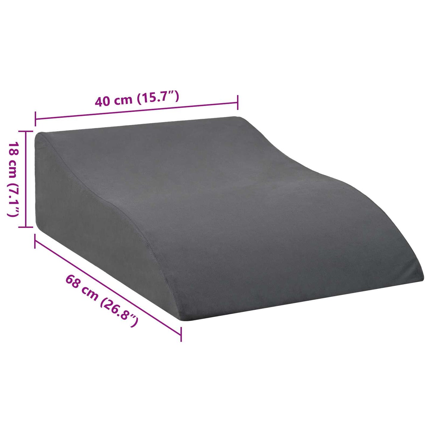 vidaXL Μαξιλάρι Ποδιών 68 x 40 x 18 εκ. PU Αφρός Γκρι