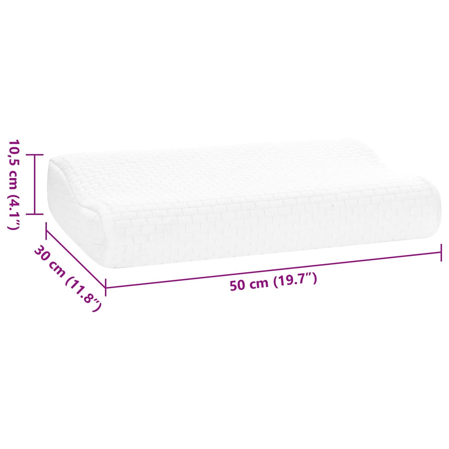 vidaXL Μαξιλάρι Ύπνου 50 x 30 x 10,5 εκ Μεσαίο Αφρός Μνήμης Λευκό