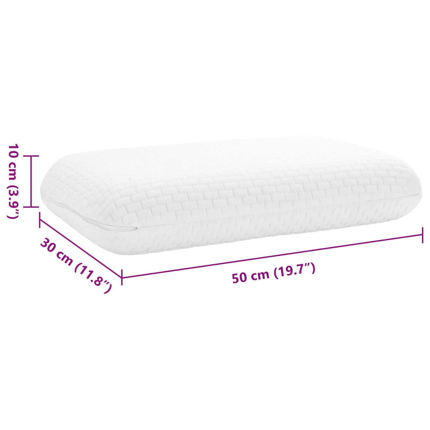 vidaXL Μαξιλάρι Ύπνου 50 x 30 x 10 εκ. Αφρός Μνήμης Λευκό