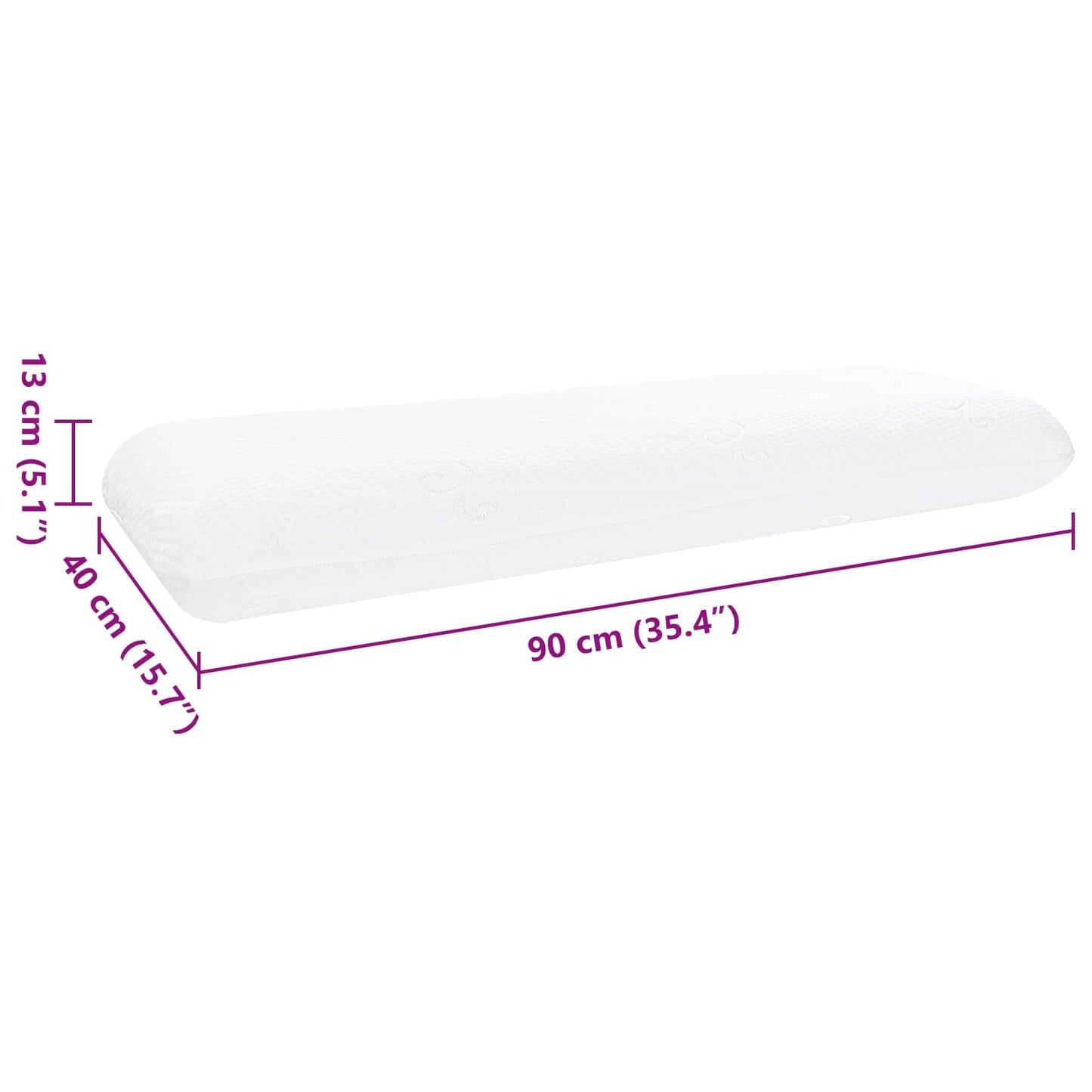 vidaXL Μαξιλάρι Ύπνου 90 x 40 x 13 εκ Μεσαίο Τζελ Μνήμης Φόρμα Λευκό
