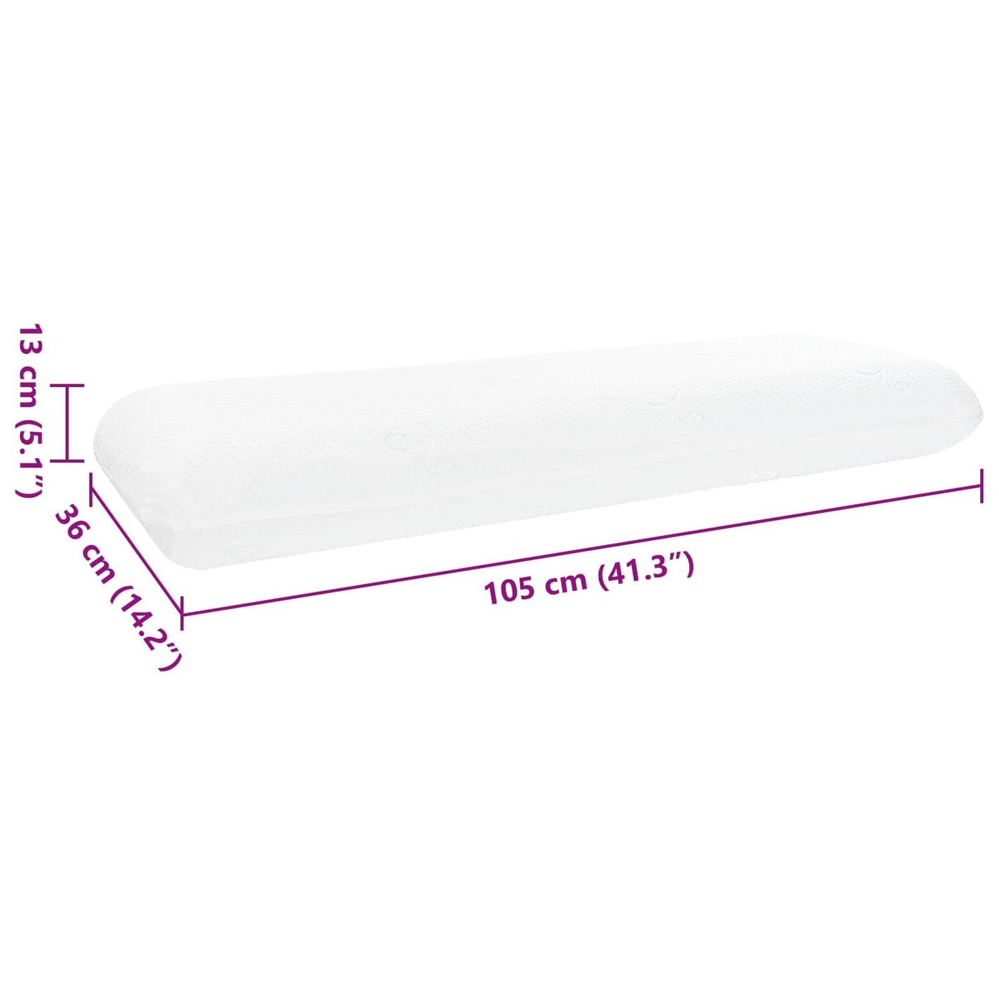 vidaXL Μαξιλάρι Ύπνου 105 x 36 x 13 εκ Μεσαίο Τζελ Μνήμης Φόρμα Λευκό