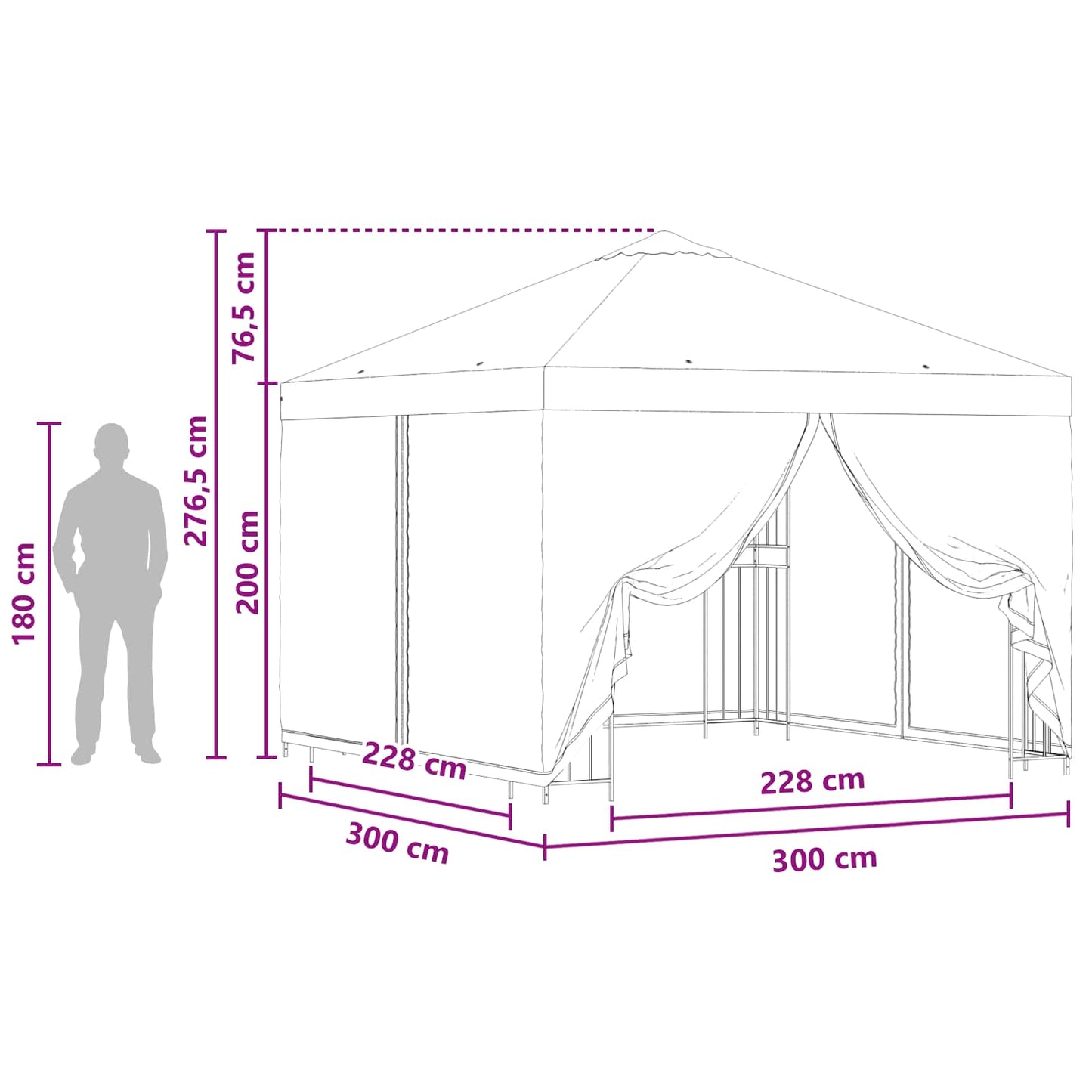 vidaXL Κήπος Γκαζebo με Πλευρικά Τοίχους 3 x 3 m Κίτρινο